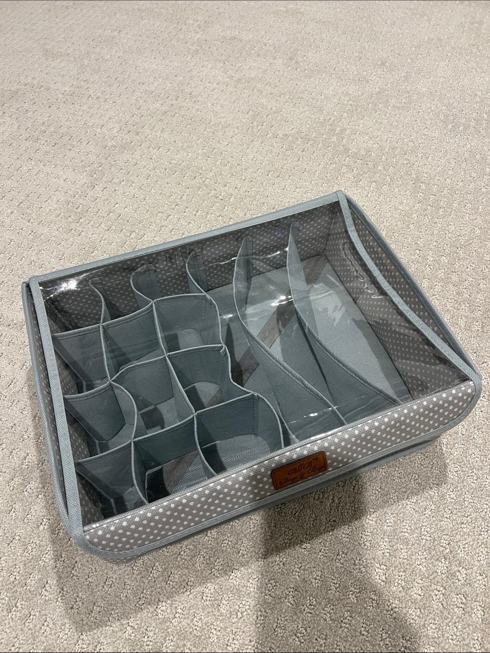 Gray Polka Dot Clear-Top Drawer Organizer